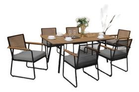 Conjunto De Jantar Cordas 7 Pecas Com 6 Cadeiras E Mesa