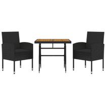 Conjunto de jantar de pátio vidaXL de 3 peças de polietil-rattan preto para 2 Conjunto de jantar de pátio vidaXL de 3 peças de polietil-rattan preto para 2