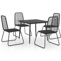 Conjunto de jantar de pátio vidaXL Modern de 3 peças em rattan de PVC preto