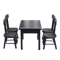 Conjunto de jantar Dollhouse em escala 1:12 com mesa preta e 4 cadeiras Conjunto de jantar Dollhouse em escala 1:12 com mesa preta e 4 cadeiras