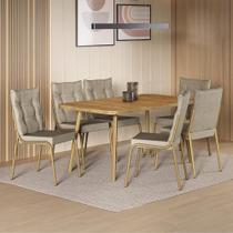 Conjunto de Jantar Dublin 6 Lugares Tampo MDP Estrutura Aço Dourado 160CM Móveis Carraro Conjunto de Jantar Dublin 6 Lugares Tampo MDP Estrutura Aço Dourado 160CM Móveis Carraro