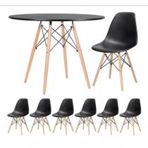 Conjunto De Jantar Eiffel: Mesa 120cm Preta E 6 Cadeiras Dkr - Design E Estilo Conjunto De Jantar Eiffel: Mesa 120cm Preta E 6 Cadeiras Dkr - Design E Estilo