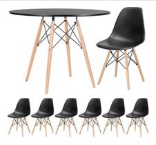 Conjunto de Jantar Eiffel: Mesa 120cm Preta e 6 Cadeiras DKR - Design e Estilo