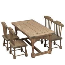 Conjunto de jantar em miniatura Dollhouse em escala 1:12 de madeira/bambu, 5 unidades