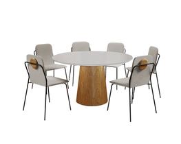 Conjunto de Jantar Florença com 6 Cadeiras com Detalhe em Madeira Base Paris BM Tubulares