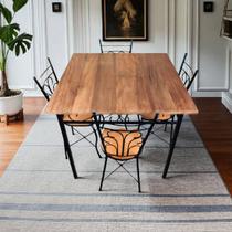 Conjunto de Jantar Industrial Rústico: Mesa Quadrada + 4 Cadeiras Compactas