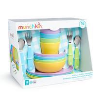 Conjunto de Jantar Infantil Munchkin 16 Peças - Pratos, Tigelas, Xícaras e Utensílios