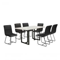 Conjunto De Jantar Itália Com 6 Cadeiras Base Goiás Bm Tubulares Off White-material sintético 134