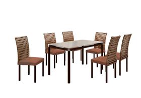 Conjunto de Jantar Lisboa com 6 Cadeiras e Mesa Retangular Tocantins BM Tubulares Conjunto de Jantar Lisboa com 6 Cadeiras e Mesa Retangular Tocantins BM Tubulares