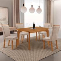 Conjunto de Jantar Liz 4 Lugares Tampo MDF Cadeiras em Veludo Creme 120CM Moderna Conjunto de Jantar Liz 4 Lugares Tampo MDF Cadeiras em Veludo Creme 120CM Moderna