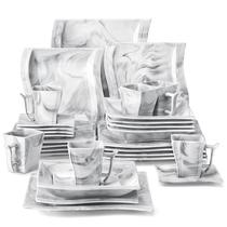 Conjunto de Jantar MALACASA Flora 30 Peças em Porcelana Cinza Conjunto de Jantar MALACASA Flora 30 Peças em Porcelana Cinza