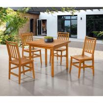 Conjunto de Jantar Mariah 4 Lugares Tampo MDF Ripado Marrom Mesa 90 X 90