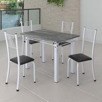 Conjunto de Jantar Mesa 100x60cm Tampo de Granito Topázio com 4 Cadeiras Sara Yescasa Branco/Liso Conjunto de Jantar Mesa 100x60cm Tampo de Granito Topázio com 4 Cadeiras Sara Yescasa Branco/Liso