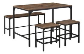 Conjunto De Jantar Mesa 110x70cm E 3 Bancos - Rentagular