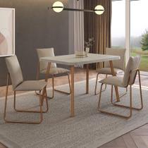 Conjunto de Jantar Mesa 120cm + 4 Cadeiras Soft Estofadas PR