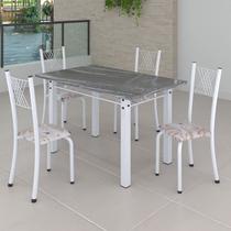 Conjunto de Jantar Mesa 120x75cm Tampo de Granito Topázio com 4 Cadeiras Sara Yescasa
