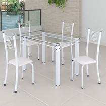 Conjunto de Jantar Mesa 120x75cm Tampo de Vidro Incolor com 4 Cadeiras Sara Yescasa Conjunto de Jantar Mesa 120x75cm Tampo de Vidro Incolor com 4 Cadeiras Sara Yescasa