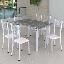 Conjunto de Jantar Mesa 140x75cm Tampo de Granito Topázio com 6 Cadeiras Sara Yescasa