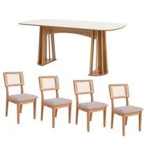 Conjunto de Jantar Mesa 1,80m MDF e Base Ripada + 4 Cadeiras Conjunto de Jantar Mesa 1,80m MDF e Base Ripada + 4 Cadeiras