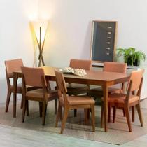 Conjunto de Jantar Mesa 6 Cadeiras Ella - Natural c/ Caramelo - Homedock