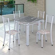Conjunto de Jantar Mesa 70x70cm Tampo de Granito Topázio com 4 Cadeiras Sara Yescasa Conjunto de Jantar Mesa 70x70cm Tampo de Granito Topázio com 4 Cadeiras Sara Yescasa
