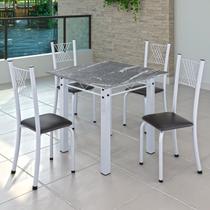 Conjunto de Jantar Mesa 70x70cm Tampo de Granito Topázio com 4 Cadeiras Sara Yescasa