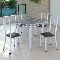 Conjunto de Jantar Mesa 70x70cm Tampo de Granito Topázio com 4 Cadeiras Sara Yescasa
