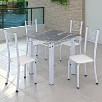 Conjunto de Jantar Mesa 70x70cm Tampo de Granito Topázio com 4 Cadeiras Sara Yescasa
