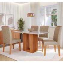 Conjunto de Jantar Mesa Ariela 130cm com Tampo de Vidro 4 Cadeiras em MDF Carla Cimol Conjunto de Jantar Mesa Ariela 130cm com Tampo de Vidro 4 Cadeiras em MDF Carla Cimol