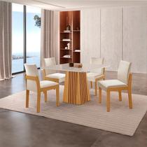Conjunto de Jantar Mesa Áustria 0,90cm x 0,90cm Tampo MDF/Vidro com 4 Cadeiras Mônaco Yescasa Marrom/Castanho Cinamomo/Creme/Off White Conjunto de Jantar Mesa Áustria 0,90cm x 0,90cm Tampo MDF/Vidro com 4 Cadeiras Mônaco Yescasa Marrom/Castanho Cinamomo/Creme/Off White