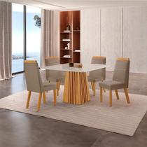 Conjunto de Jantar Mesa Áustria 0,90x0,90 Tampo MDF/Vidro com 4 Cadeiras Catar Yescasa Marrom/Castanho Cinamomo/Capuccino/Off White Conjunto de Jantar Mesa Áustria 0,90x0,90 Tampo MDF/Vidro com 4 Cadeiras Catar Yescasa Marrom/Castanho Cinamomo/Capuccino/Off White