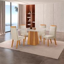 Conjunto de Jantar Mesa Áustria 0,90x0,90 Tampo MDF/Vidro com 4 Cadeiras Catar Yescasa Marrom/Castanho/Creme/Off White Conjunto de Jantar Mesa Áustria 0,90x0,90 Tampo MDF/Vidro com 4 Cadeiras Catar Yescasa Marrom/Castanho/Creme/Off White