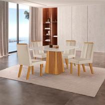 Conjunto de Jantar Mesa Áustria 0,90x0,90 Tampo MDF/Vidro com 4 Cadeiras Florença Yescasa Marrom/Castanho Cinamomo/Creme/Off White Conjunto de Jantar Mesa Áustria 0,90x0,90 Tampo MDF/Vidro com 4 Cadeiras Florença Yescasa Marrom/Castanho Cinamomo/Creme/Off White