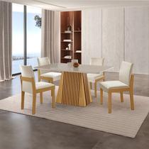 Conjunto de Jantar Mesa Áustria 120cm X 80cm Tampo Mdf/vidro com 4 Cadeiras Mônaco Yescasa