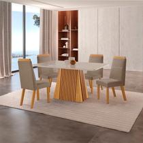 Conjunto de Jantar Mesa Áustria 120CMX80CM Tampo MDF/Vidro com 4 Cadeiras Catar Yescasa Marrom/Castanho Cinamomo/Capuccino/Off White Conjunto de Jantar Mesa Áustria 120CMX80CM Tampo MDF/Vidro com 4 Cadeiras Catar Yescasa Marrom/Castanho Cinamomo/Capuccino/Off White