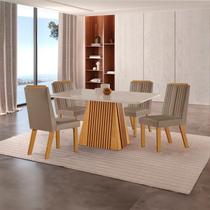 Conjunto de Jantar Mesa Áustria 120x80cm Tampo MDF/Vidro com 4 Cadeiras Florença Yescasa Marrom/Castanho Cinamomo/Capuccino/Off White Conjunto de Jantar Mesa Áustria 120x80cm Tampo MDF/Vidro com 4 Cadeiras Florença Yescasa Marrom/Castanho Cinamomo/Capuccino/Off White
