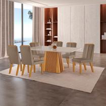 Conjunto de Jantar Mesa Áustria 160x80cm 6 Cadeiras Tampo MDF/Vidro Marrom Yescasa Conjunto de Jantar Mesa Áustria 160x80cm 6 Cadeiras Tampo MDF/Vidro Marrom Yescasa
