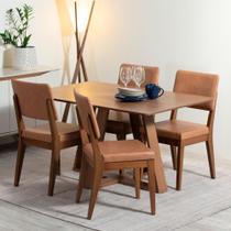 Conjunto de Jantar Mesa Avena 4 Cadeiras Ella - Canella c/ Caramelo Conjunto de Jantar Mesa Avena 4 Cadeiras Ella - Canella c/ Caramelo