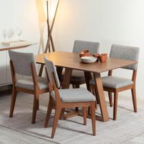 Conjunto de Jantar Mesa Avena 4 Cadeiras Ella - Canella c/ Mescla Cinza Conjunto de Jantar Mesa Avena 4 Cadeiras Ella - Canella c/ Mescla Cinza