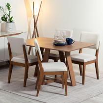 Conjunto de Jantar Mesa Avena 4 Cadeiras Ella - Canella c/ Off White Conjunto de Jantar Mesa Avena 4 Cadeiras Ella - Canella c/ Off White