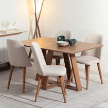 Conjunto de Jantar Mesa Avena 4 Cadeiras New Drop - Canella c/ Bege Conjunto de Jantar Mesa Avena 4 Cadeiras New Drop - Canella c/ Bege