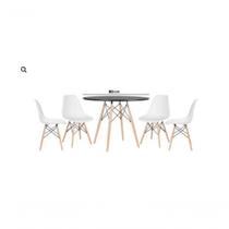 Conjunto De Jantar Mesa Eiffel 80cm Preta 4 Cadeiras Dkr Conjunto De Jantar Mesa Eiffel 80cm Preta 4 Cadeiras Dkr