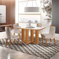 Conjunto de Jantar Mesa Florença 120x80cm Tampo Mdf e Vidro com 4 Cadeiras Atena Conjunto de Jantar Mesa Florença 120x80cm Tampo Mdf e Vidro com 4 Cadeiras Atena
