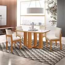 Conjunto de Jantar Mesa Florença Tic 120cm X 80cm Tampo Mdf e Vidro com 4 Cadeiras Mônaco