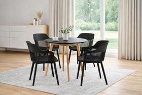 Conjunto de Jantar Mesa Leda 90cm + 4 Cadeiras Marcela, Moderna e Confortavel - Preta