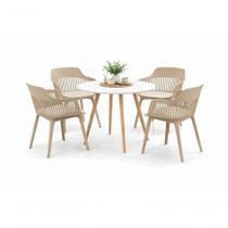 Conjunto De Jantar Mesa Leda Branca 90cm + 4 Cadeiras Marcela, Moderna E Confortavel - Nude Conjunto De Jantar Mesa Leda Branca 90cm + 4 Cadeiras Marcela, Moderna E Confortavel - Nude