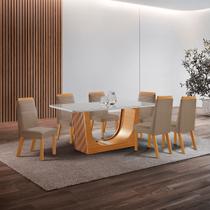 Conjunto de Jantar Mesa Maceió Tampo Mdf e Vidro com 6 Cadeiras Catar Yescasa Conjunto de Jantar Mesa Maceió Tampo Mdf e Vidro com 6 Cadeiras Catar Yescasa