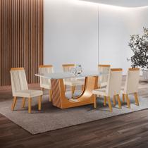 Conjunto de Jantar Mesa Maceió Tampo Mdf e Vidro com 6 Cadeiras Florença Yescasa Conjunto de Jantar Mesa Maceió Tampo Mdf e Vidro com 6 Cadeiras Florença Yescasa