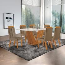 Conjunto de Jantar Mesa Maia Tampo Mdf e Vidro com 6 Cadeiras Florença Conjunto de Jantar Mesa Maia Tampo Mdf e Vidro com 6 Cadeiras Florença