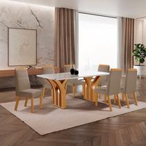 Conjunto de Jantar Mesa Miami Tampo Mdf e Vidro com 6 Cadeiras Catar Yescasa Conjunto de Jantar Mesa Miami Tampo Mdf e Vidro com 6 Cadeiras Catar Yescasa